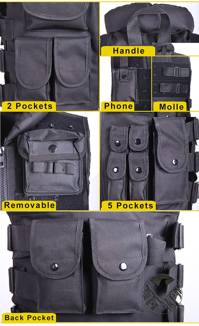 Chaleco táctico Molle multibolsillos CS para entrenamiento militar al aire libre, armadura de combate Airsoft para hombre, chaleco de seguridad policial para caza y paintball._voghion.com