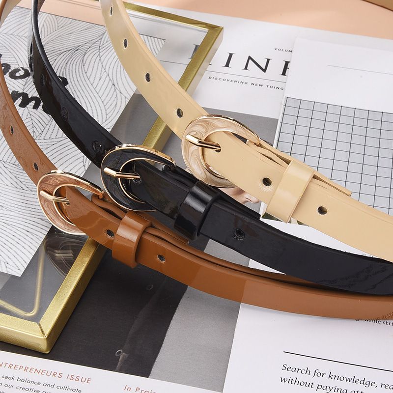 Nuovo stile rurale con cintura sottile, semplice abito decorativo color caramella con cintura alla moda con fibbia ad ago intarsiata in resina_voghion.com