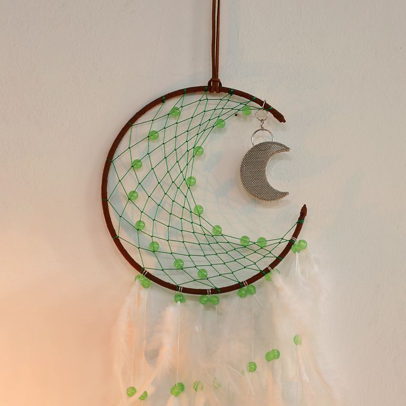 Kreativer Home Moonlight Traumfänger-Anhänger, einfacher handgemachter Traumfänger, Windspiel-Anhänger, Dekoration, DIY-Materialpaket_voghion.com