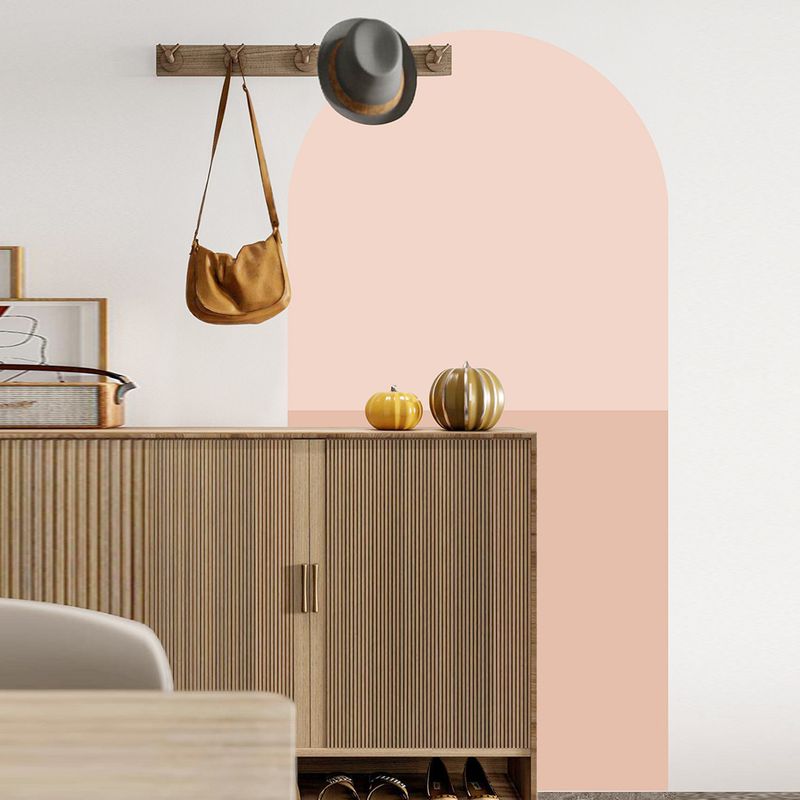 Ove Nordic style arched headboard decoration sticker, air duct material, sunrise scenery sofa background wall sticker_voghion.com