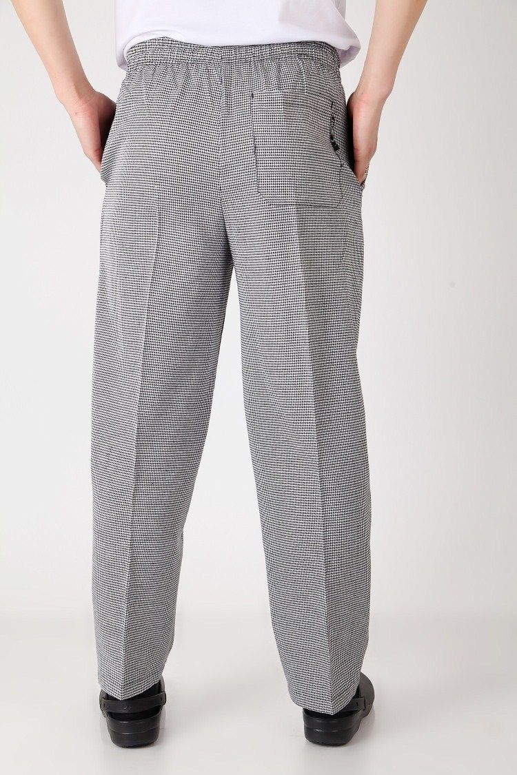 Men's Clothing chef pants work clothes plaid elastic pants chef clothes back kitchen chef pants_voghion.com