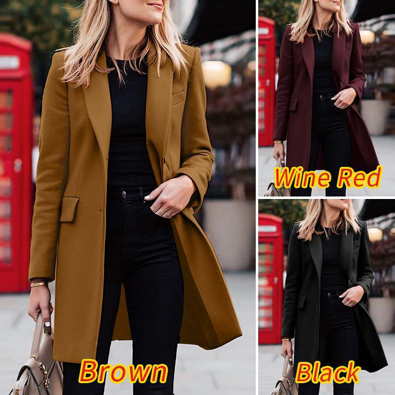 Blazer piccolo tinta unita con bottoni di media lunghezza da donna, nuovo abbigliamento invernale 2023_voghion.com
