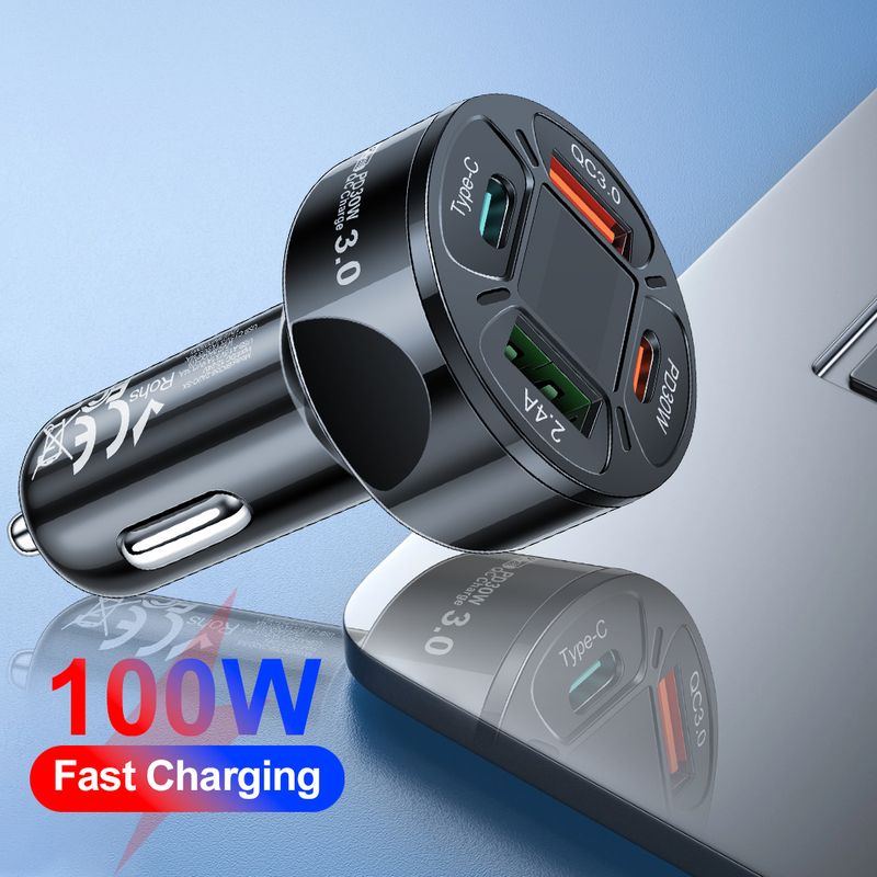 100W Typ C Digital Display Auto USB Schnelle Handy Lade Adapter Für IPhone Xiaomi Huawei Samsung Ladegerät_voghion.com