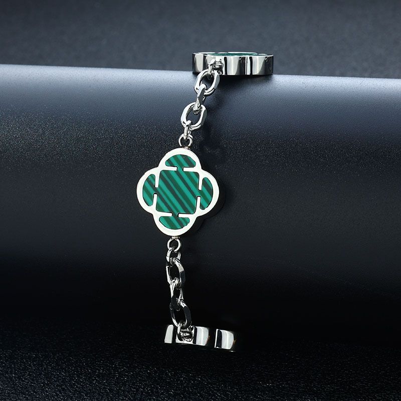Women's Jewelry Four Leaf Clover Titanium Steel Bracelet Jewelry Simple Five Flower Chain Stainless Steel Hand Jewelry_voghion.com