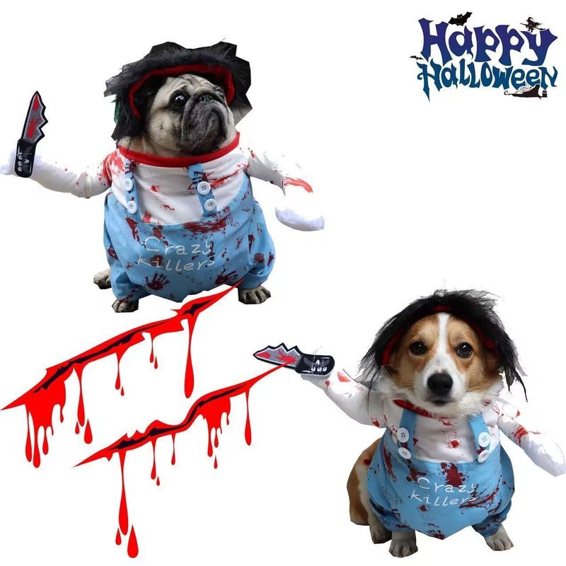 Deadly Doll Transformation Halloween Pet Costume Wig Medium And Large Dog Funny Clothes_voghion.com
