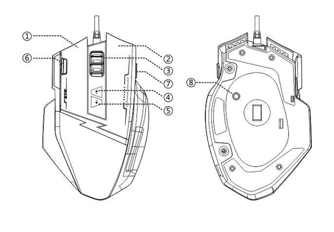 Souris de programmation de jeu ZELOTES Gripper C8 à 8 boutons, souris macro personnalisée pour armes à feu, modèle privé_voghion.com