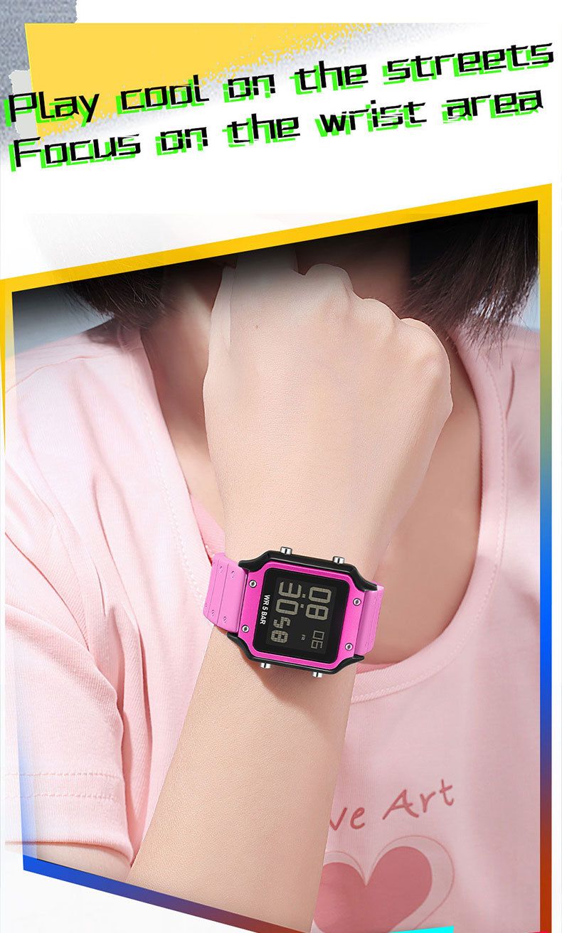 Orologio sportivo digitale quadrato classico con display multifunzione, impermeabile e antiurto per uomo e donna, elegante e durevole._voghion.com