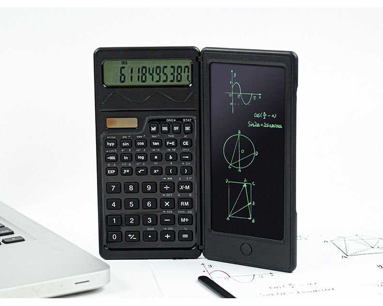 Solarbetriebener Handschriftrechner mit 12-stelliger Anzeige, tragbarer Schreibblock für Büro und Schule, umweltfreundlicher batterieloser Betrieb_voghion.com