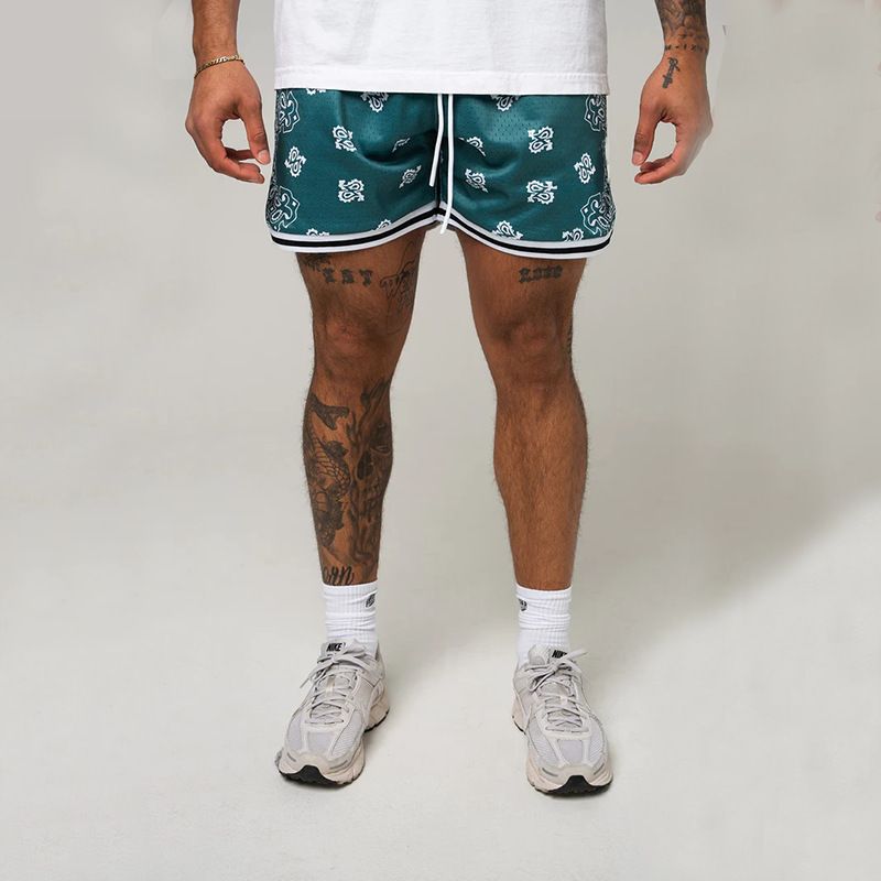American Style Summer Digital Print Paisley Basketball Sports Men's Running Training Beach Shorts_voghion.com
