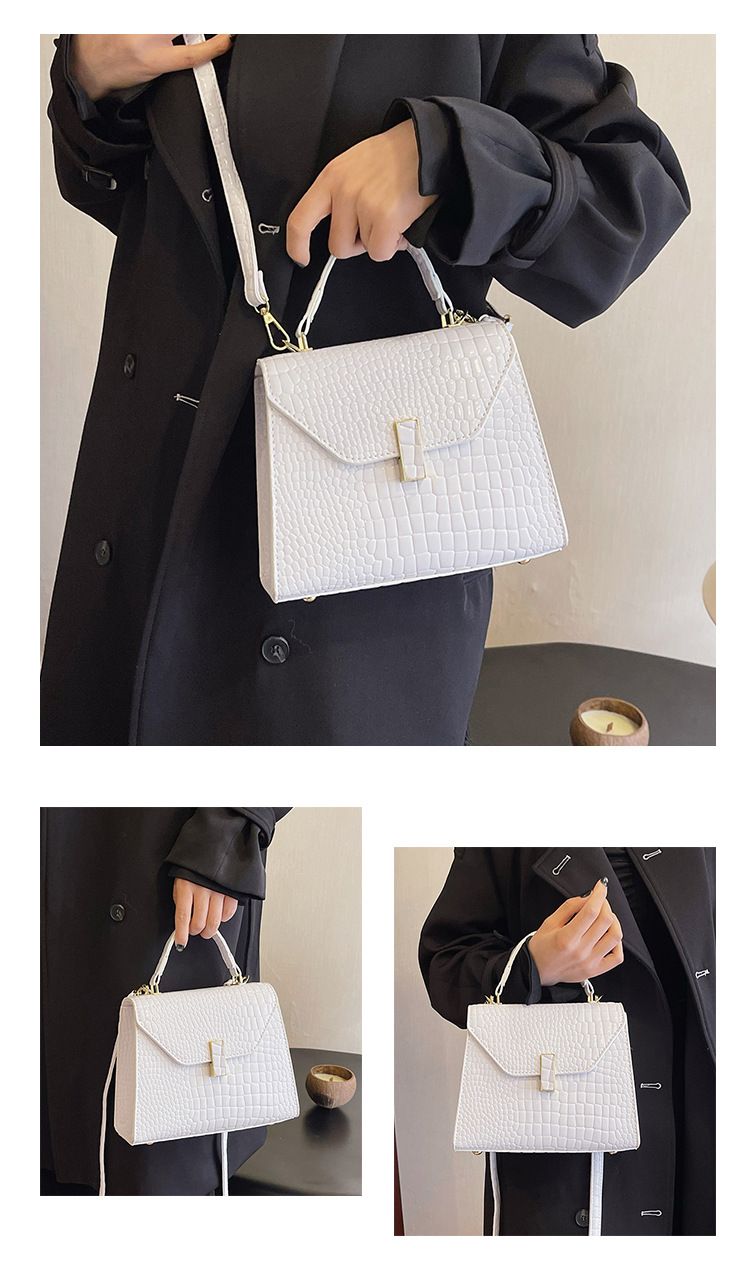 Sac à main en cuir laqué de grande capacité pour femmes, motif de pierre, épaule unique diagonale, vent croisé, nouvelle collection automne/hiver 2023_voghion.com
