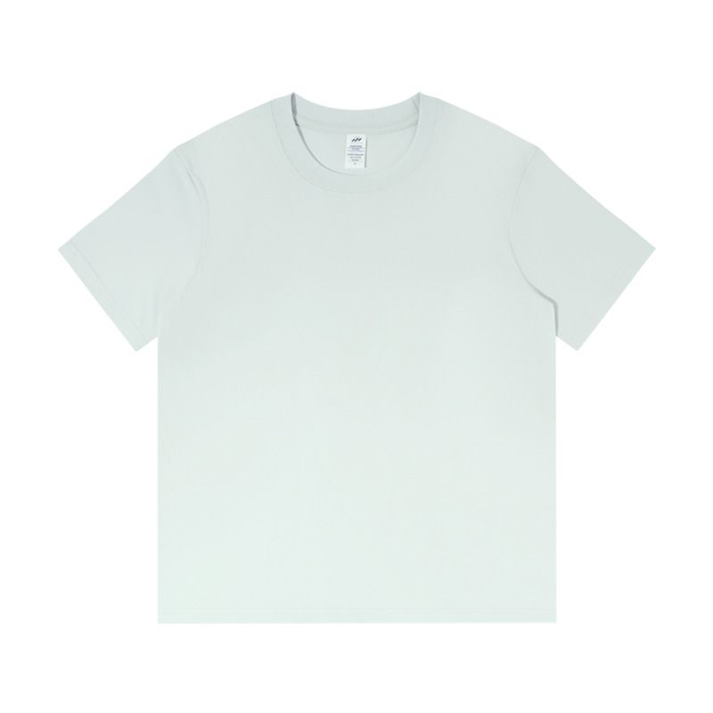 2025d Drei Seewale|230g Kurzarm Xinjiang Gekämmte Baumwolle Herren Einfarbig Weiß Trendy Lose Blank T-Shirt_voghion.com