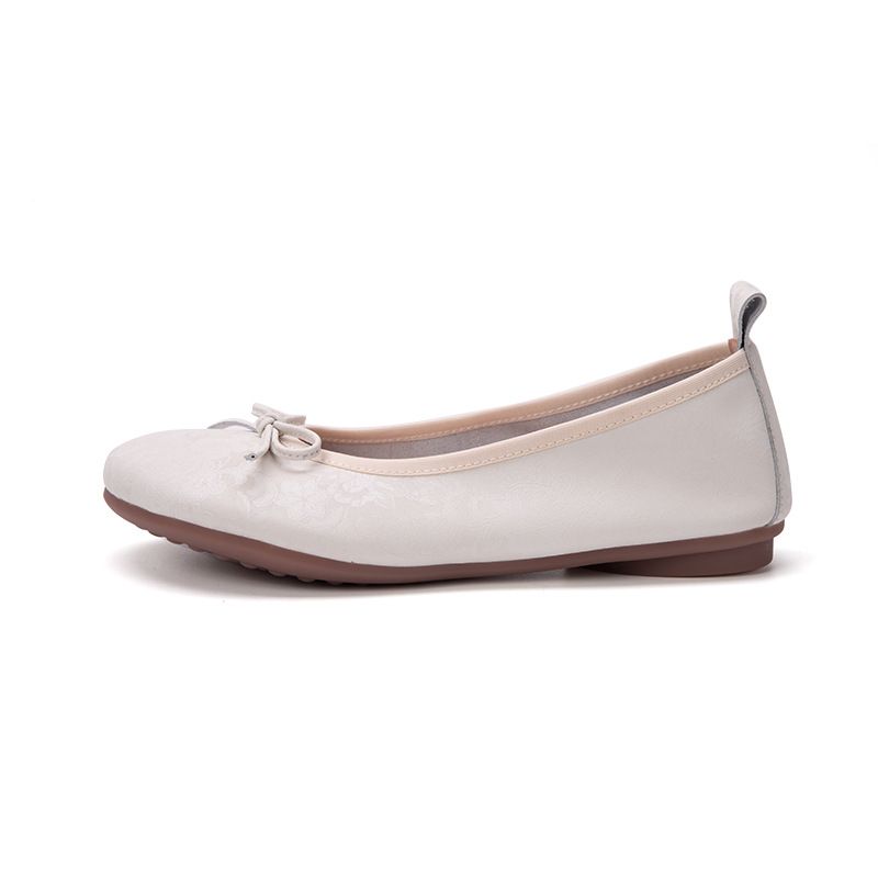 Cowhide For Women, Artistic Embossed Texture, Shallow Mouth, Sole, Soft Surface, New Chinese Style Women's Shoes_voghion.com