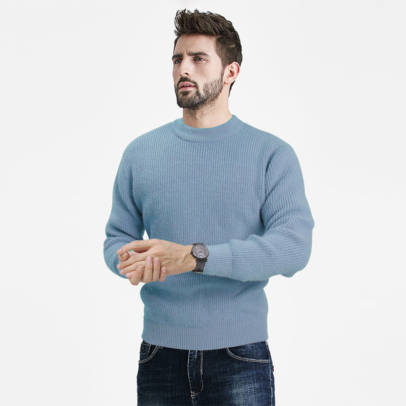 Herbst und Winter neue Herren Rundhals Pullover einfarbig lässige Mode Strickpullover_voghion.com