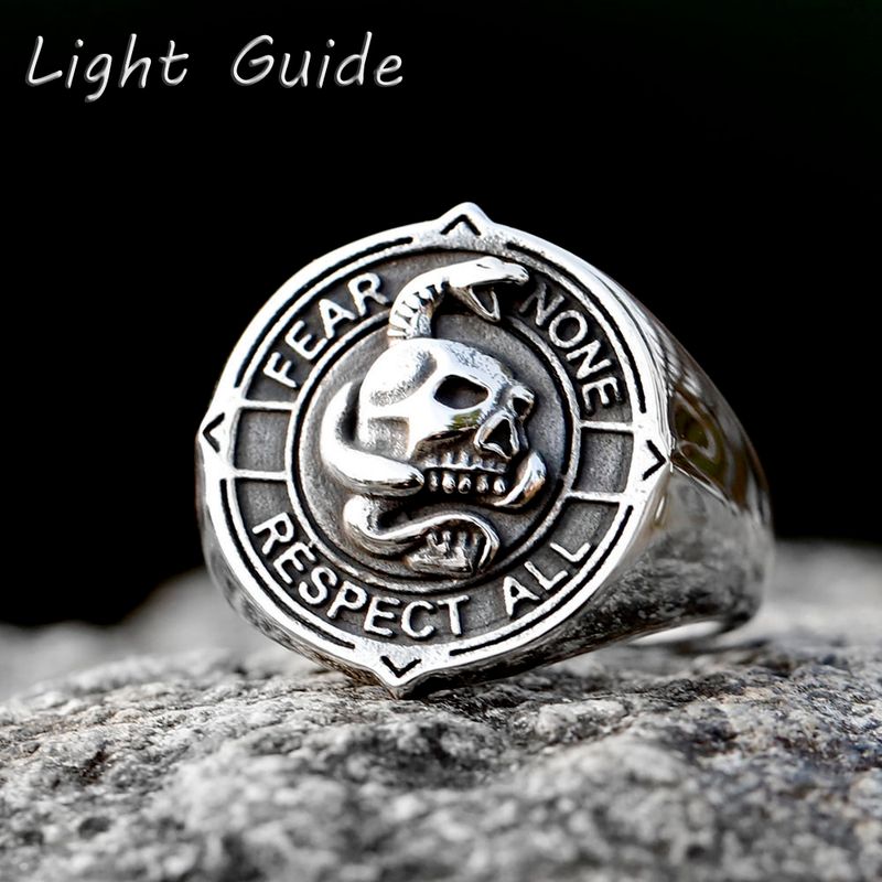 2024 NUOVI anelli da uomo in acciaio inossidabile 316L, anello con teschio gotico punk rock vichingo con gioielli alla moda a forma di serpente in regalo_voghion.com