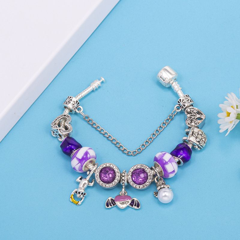 Charm Bracelets Crystal Beaded Bracelet Purple Oil Drop Love Pendant Bracelet Princess Romantic Fantasy Starry Sky Bracelet_voghion.com