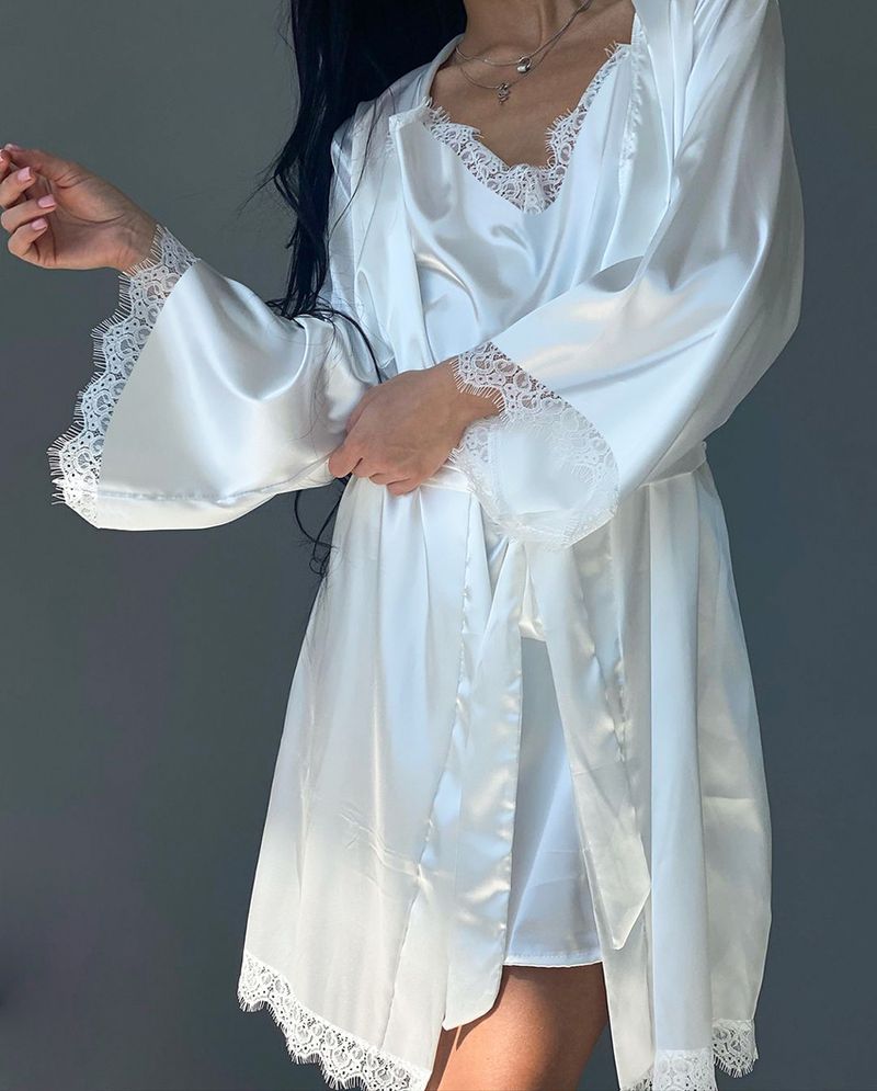 Herbst neue modische weiß spitze rand langarm nachthemd, hosenträger nachthemd set, hause tragen_voghion.com