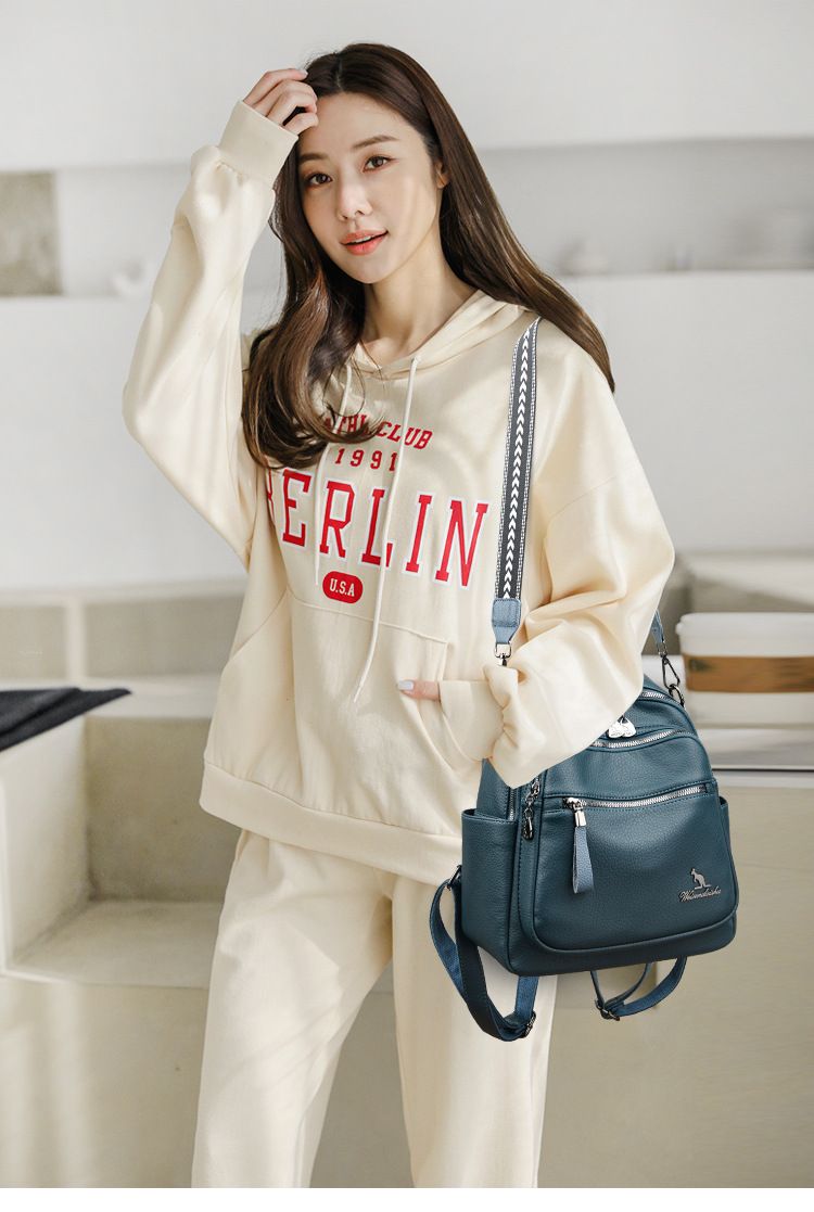 2024 New Fashionable Versatile Handbag Soft Leather Women's Backpack Student Multi Layer Large Capacity Shoulder Bag_voghion.com