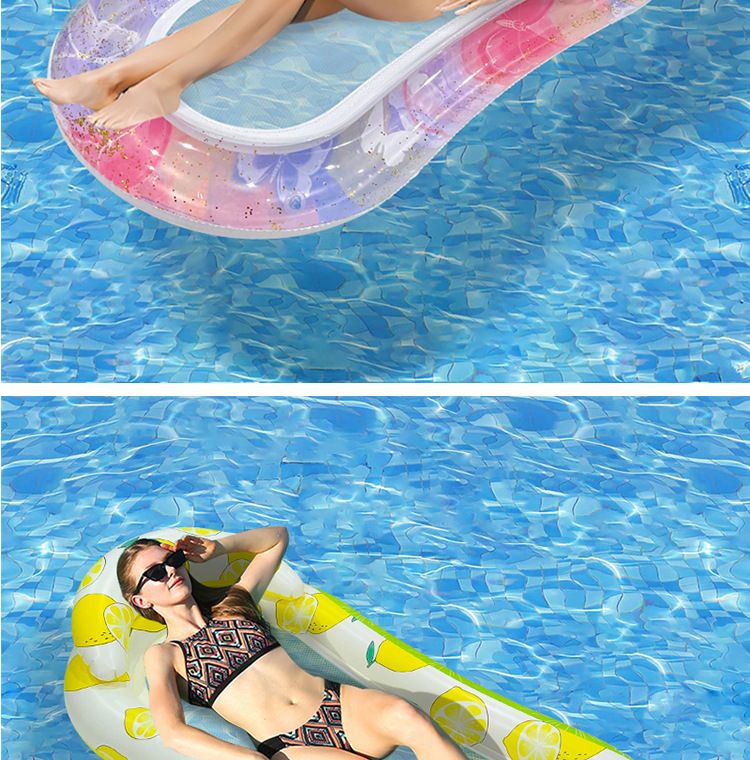 Shimmer Mermaid Tail Inflatable Lounger - Breathable Mesh Floating Bed With Pillow (Eco-Friendly PVC 180cm Quick-Dry & Portable For Pool/Beach)_voghion.com