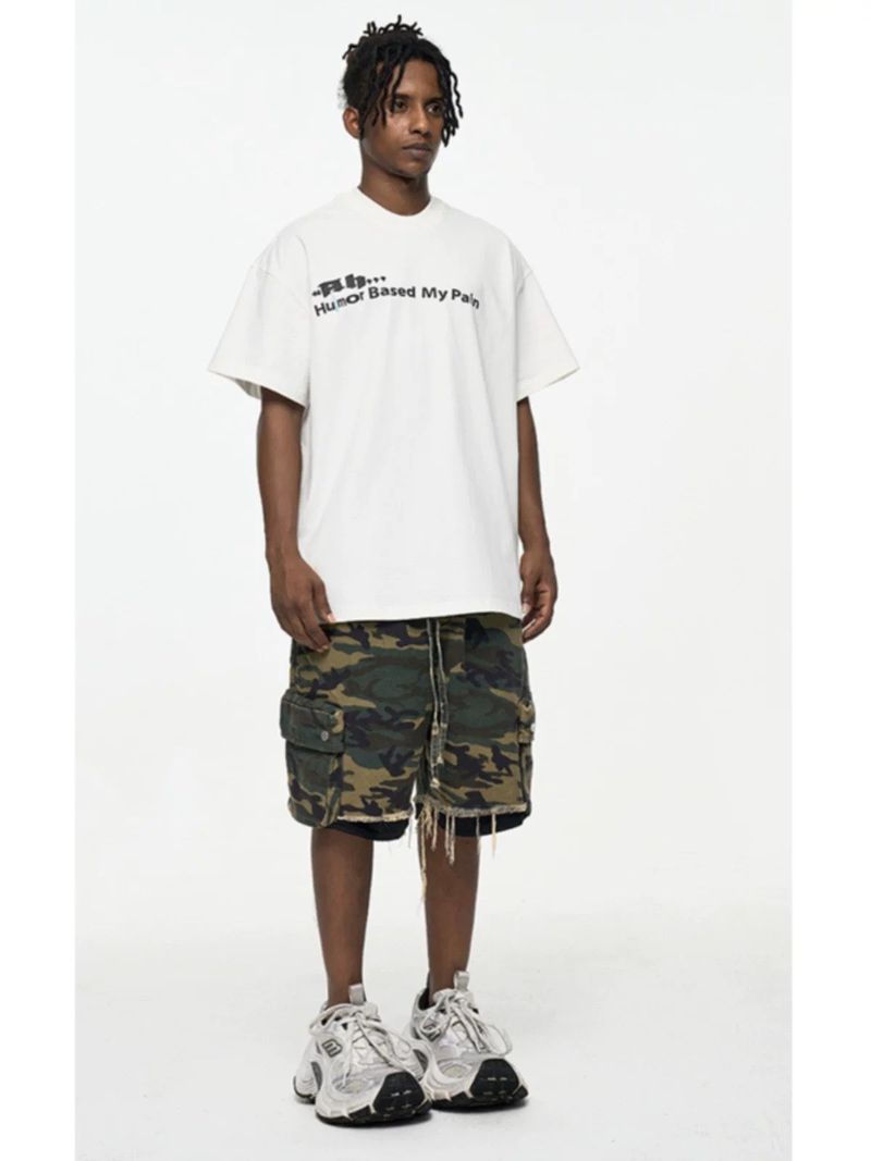 Men's Clothing High Street Washed Raw Edge Distressed Double Layer Retro Workwear Pocket Trendy Camouflage Shorts Summer Shorts Men's Trend_voghion.com