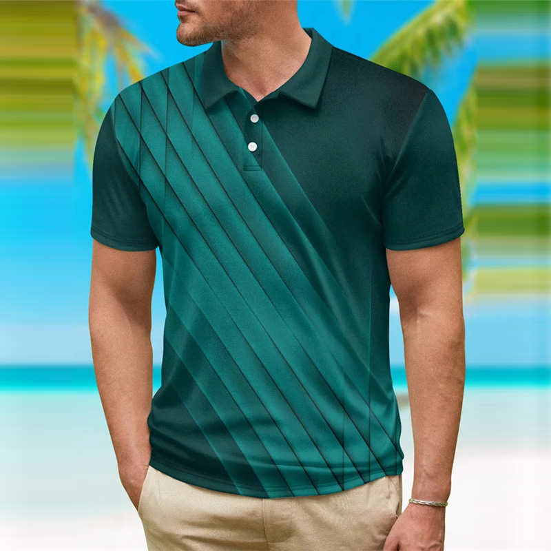 Men's casual 3D short sleeve crewneck T-shirt blazer fashion logo Polo shirt_voghion.com