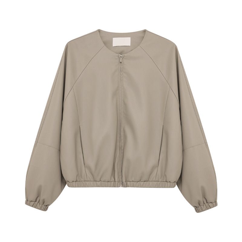 【Aucun retour】Thirteen Lines Veste en cuir PU à col rond pour femme 3117_voghion.com