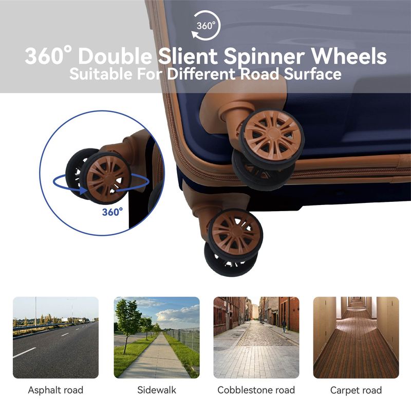 3-Piece Luggage Sets (20", 24", 28"), Suitcase With Wheels, Hardside Suitcase With Four Spinner Wheels And Scratch-Resistant Surface, Navy Blue_voghion.com