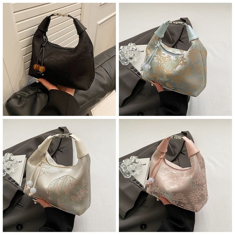 Borsa a mano in stile cinese ricamata in 4 colori, con cerniera, in tela, regolabile, di lusso, cheongsam, da lavoro_voghion.com