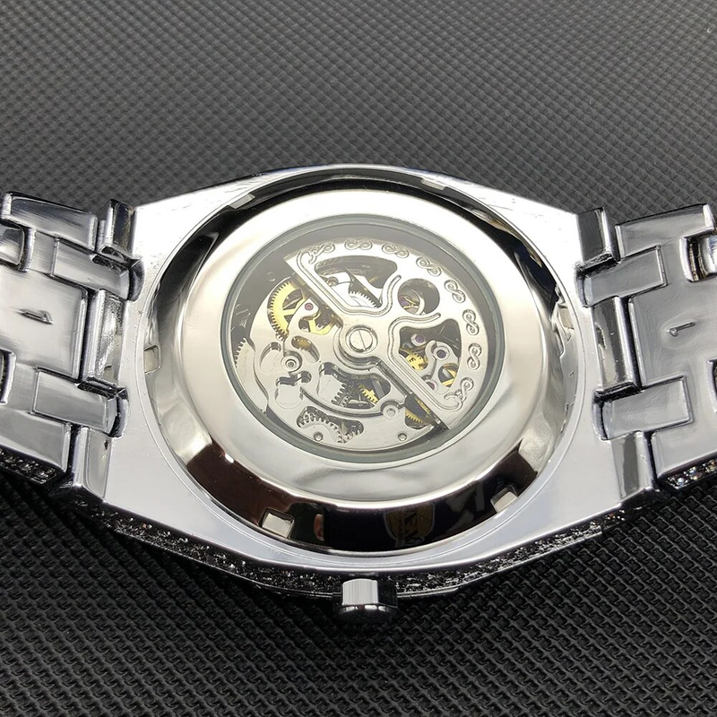 Dropshipping Diamond Watch For Men Gold Ice Out Automatic Watches Hiphop Bling Shiny Skeleton Mechanical Brand Clock_voghion.com