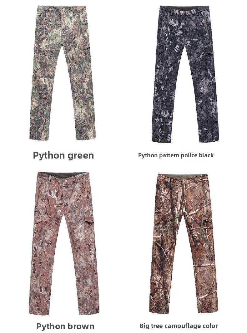 Bird Cold-Proof Soft Shell Jacket Men Hiking Waterproof Windproof Thickened Outdoor Warm Fleece Pants_voghion.com