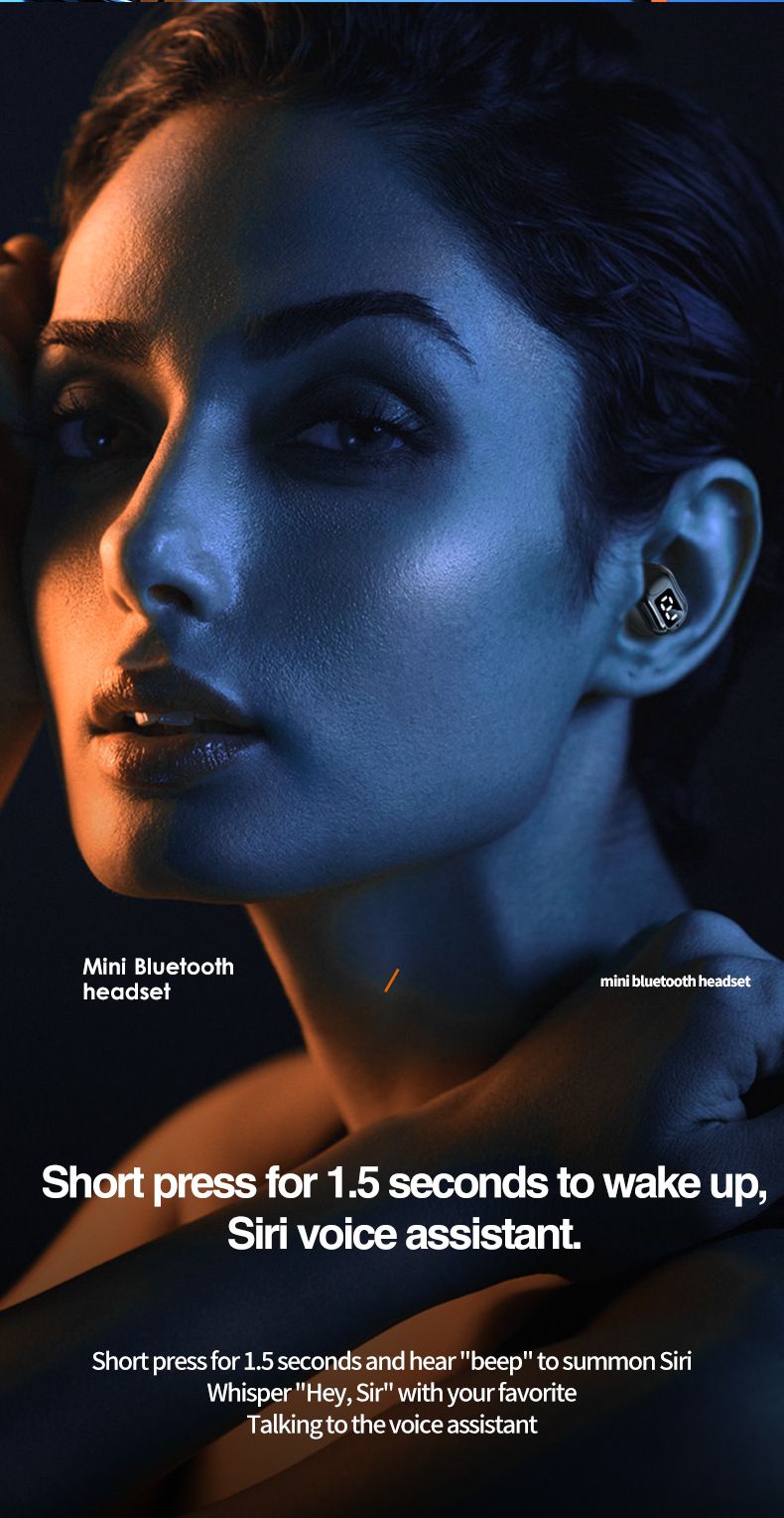 Nove M5 Bluetooth slušalke z mini digitalnim zaslonom za eno uho, športne poslovne slušalke_voghion.com