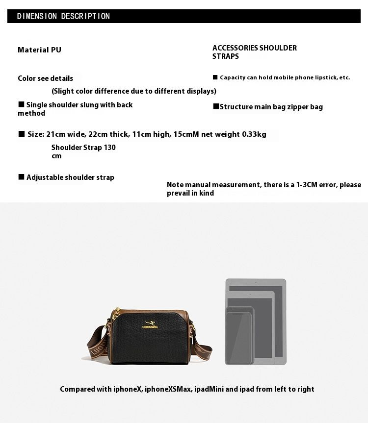 Borsa a tracolla singola con tracolla larga da donna Boston Pillow Casual 2024_voghion.com