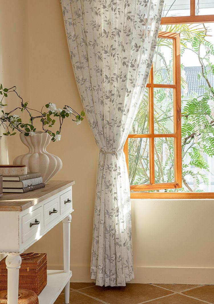 Curtains Printed Hollow Semi Light Blocking Cotton And Linen Fabric Curtains Bedroom Living Room Balcony Curtains_voghion.com