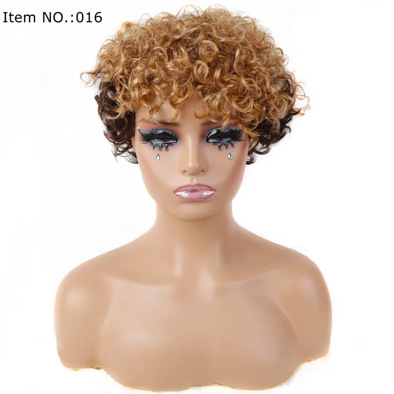 Pixie Cut Human Hair Wig for Women Short Wavy Layered Pixie Wigs with Bangs_voghion.com