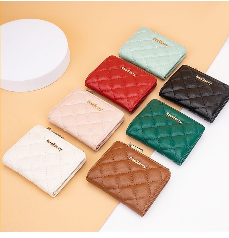 Baellerry nueva cartera corta para mujer, monedero de moda con cremallera doble acolchada, cartera de PU para mujer_voghion.com