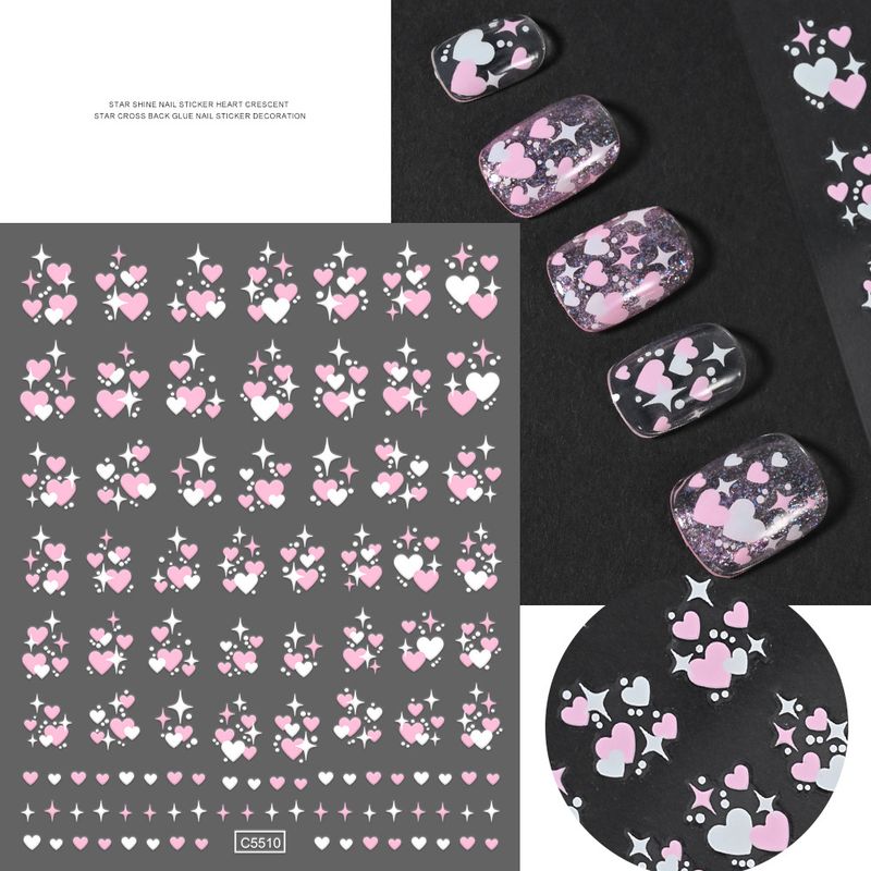 4-in-1 Star Nail Stickers Set - Pink & Blue Stars, Hearts & Fairy Decorations For Nail Art_voghion.com