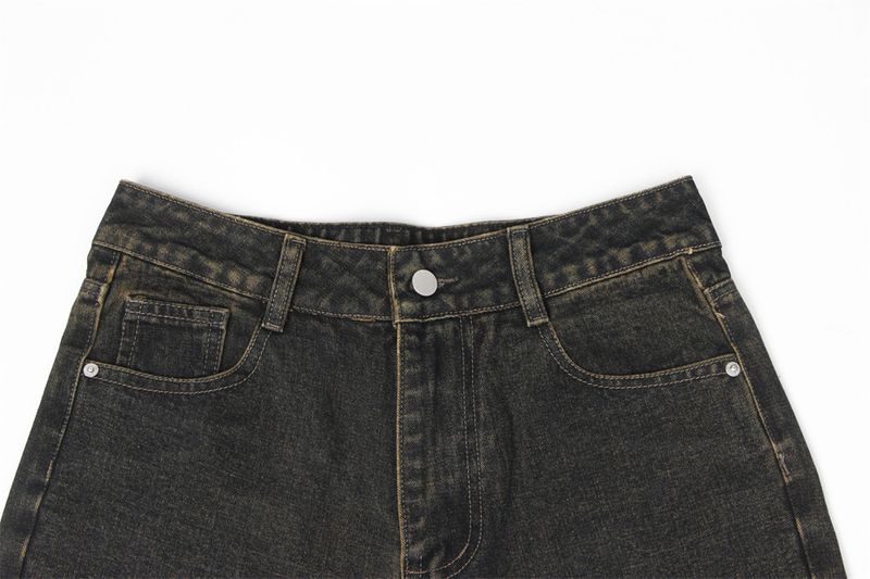 Pantalones vaqueros desgastados vintage acampanados para hombre: vaqueros retro de pierna ancha estilo hippie, cómodos y holgados, estilo casual._voghion.com