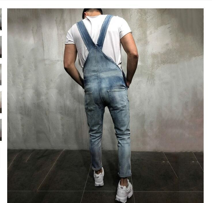 Men's halter denim rompers jeans and pants_voghion.com