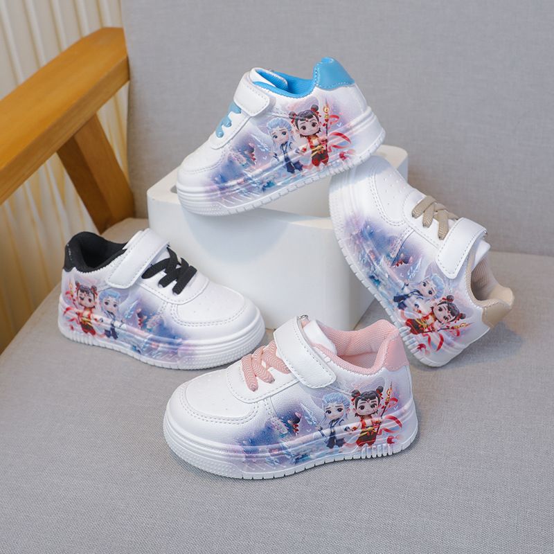 Girls' Board New Boys' Cartoon Sports 2025 Spring Autumn Children's White Shoes, Fashionable Casual Shoes For Middle And_voghion.com