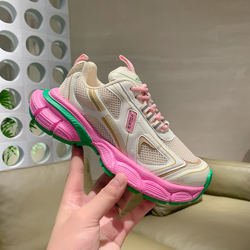 Europäische Waren Neue Sport Papa Schuhe Frauen S Herbst Mesh Oberfläche Atmungsaktive Casual Weichen Boden Laufschuhe_voghion.com