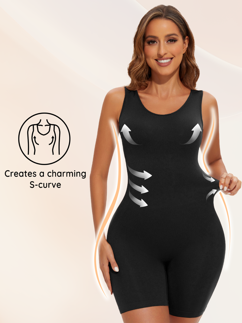 POKARLA Sexy Bodysuits Full Coverage Shapewear Oberschenkel-Figurformer Body mit breiten Schultern Figurformender Jumpsuit Nahtlose Shapewear Schlankmachend_voghion.com