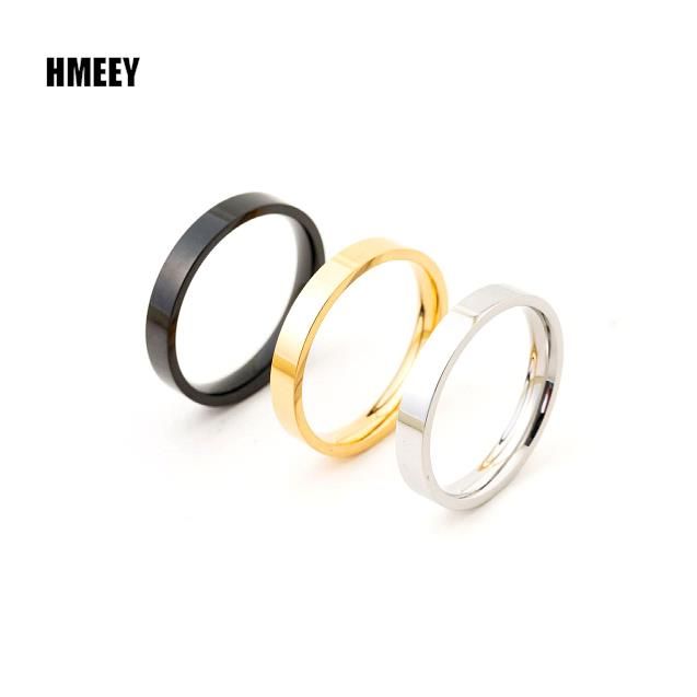 Anelli da uomo e da donna in acciaio inossidabile nero HMEEY da 4 mm, semplici e lisci, disponibili in magazzino, regali di compleanno_voghion.com
