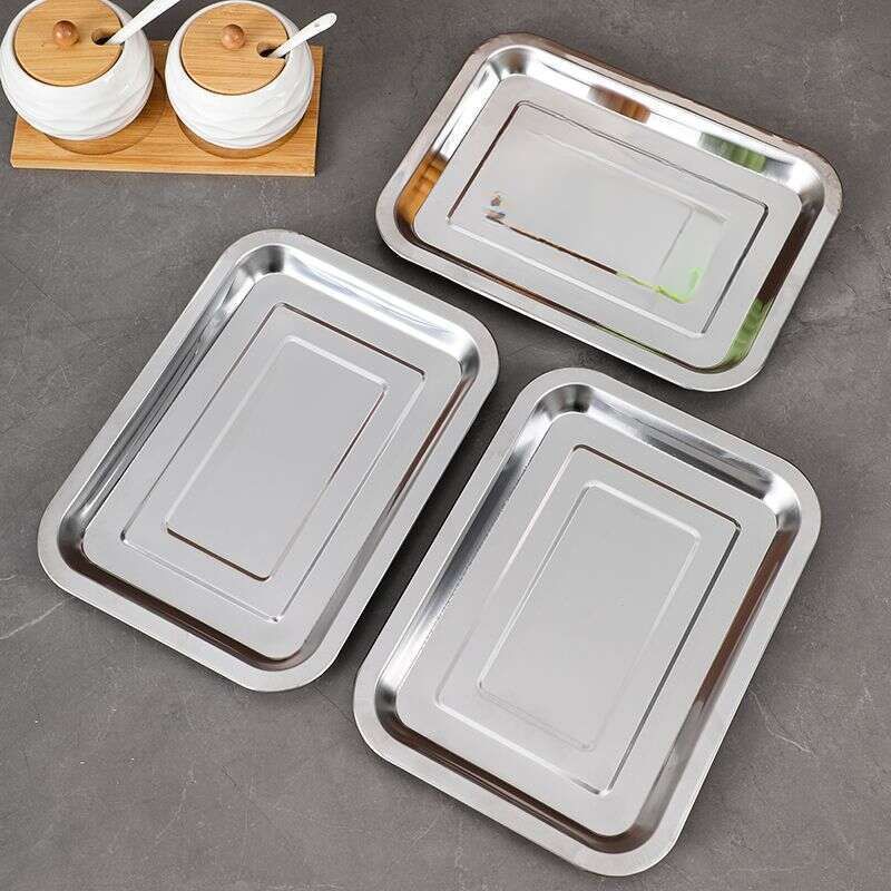 Piatto per barbecue da campeggio commerciale rettangolare in acciaio inossidabile resistente al calore, piatto non usa e getta_voghion.com