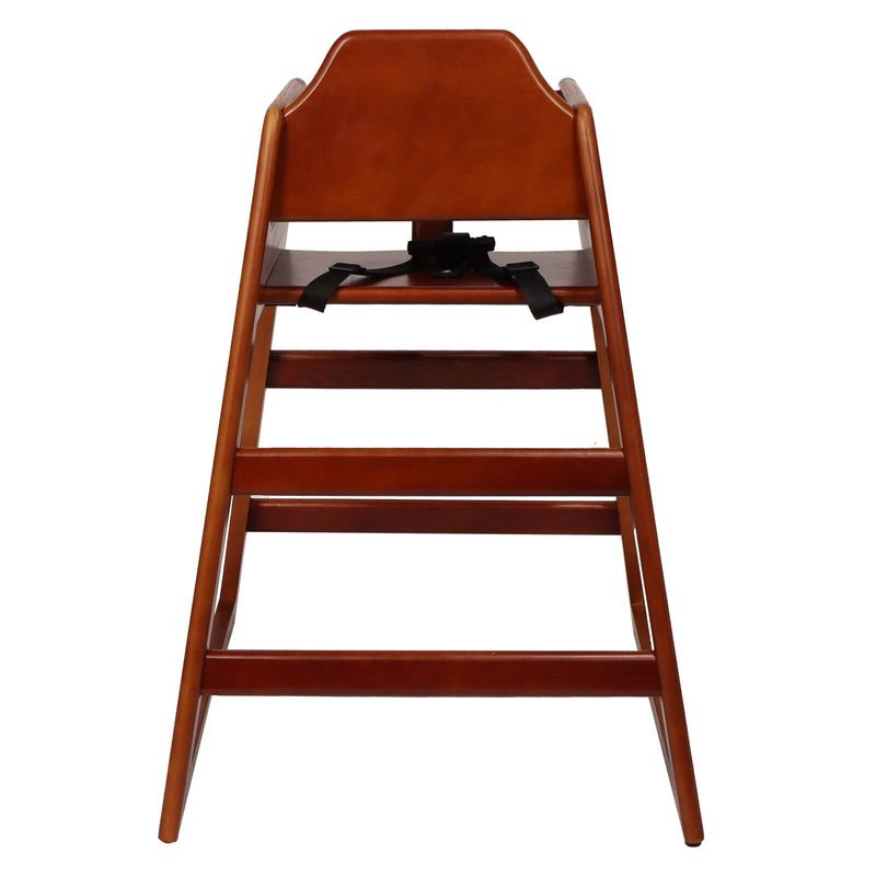 Wooden Baby Booster Chair With Adjustable Height, Easy To Clean, Solid Wood Feeding Seat In Walnut Finish_voghion.com