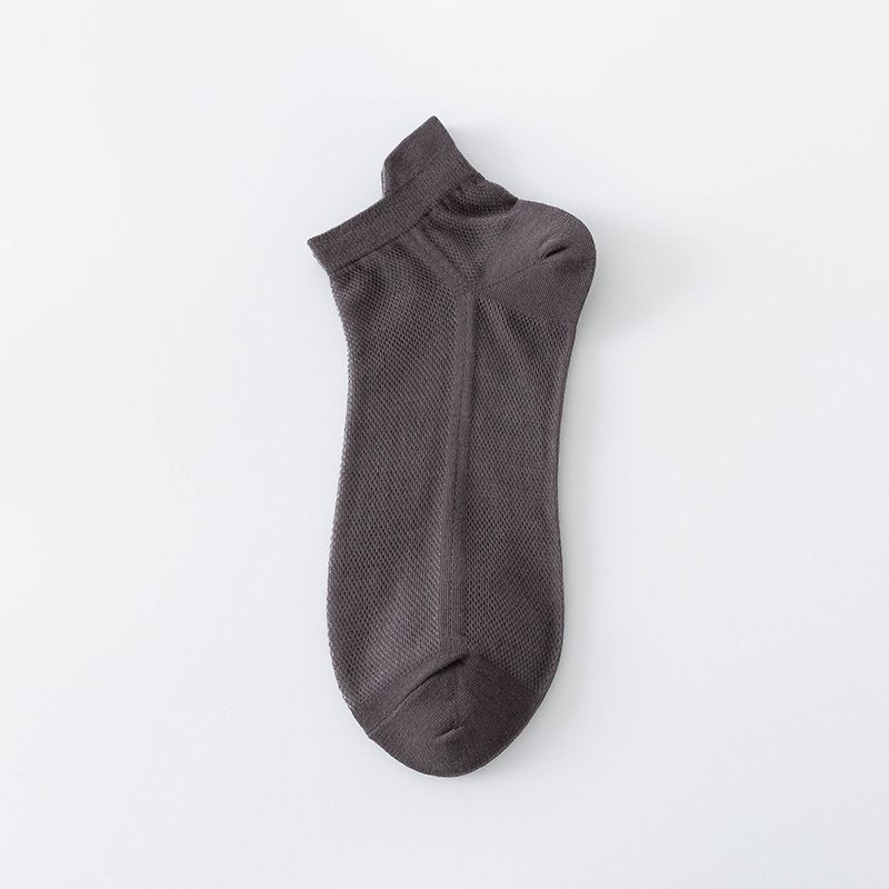 2025e 【200-Needle Pure Cotton】Men's Mid-Short Tube Summer Mesh Breathable Thin White Non-Slip Short Socks_voghion.com