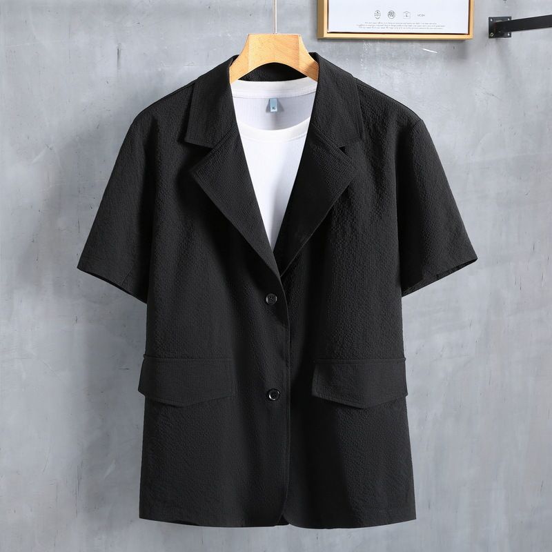 Herrenbekleidung in Übergröße, zweiteilig, Sommer, lässiger Neun-Punkt-Hosenanzug, trendiger, dicker, kurzärmeliger Anzug für Herren_voghion.com