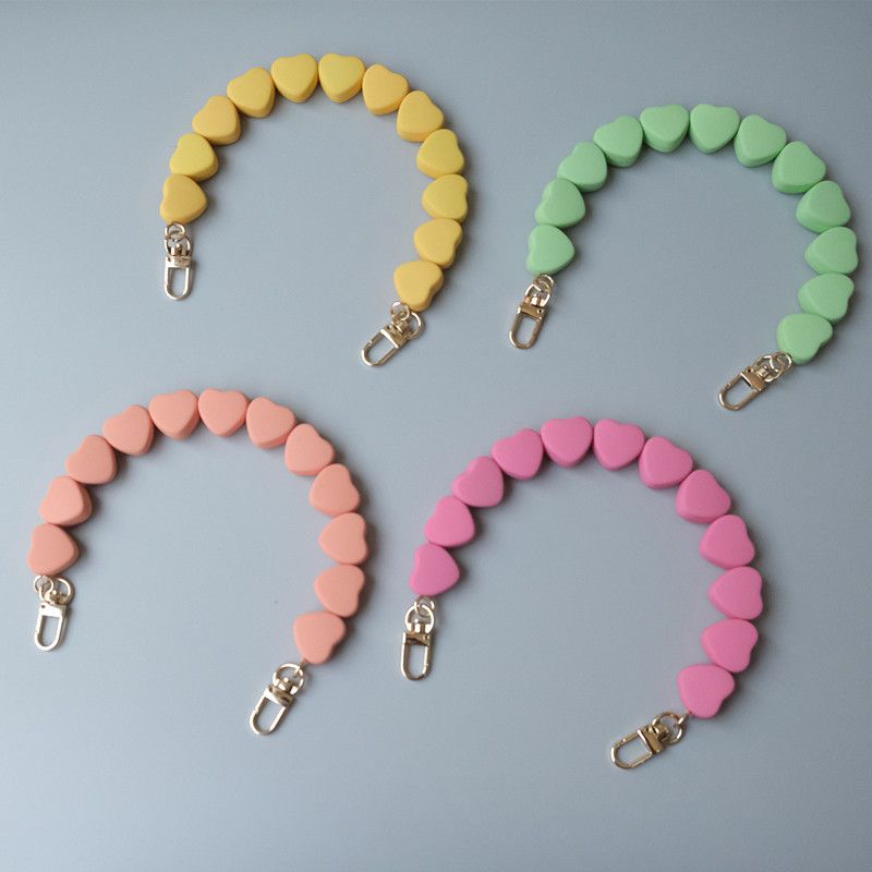 Fashion Colorful Handmade Contrast Rubber Resin Bag Handheld Heart Candy Color Chain_voghion.com