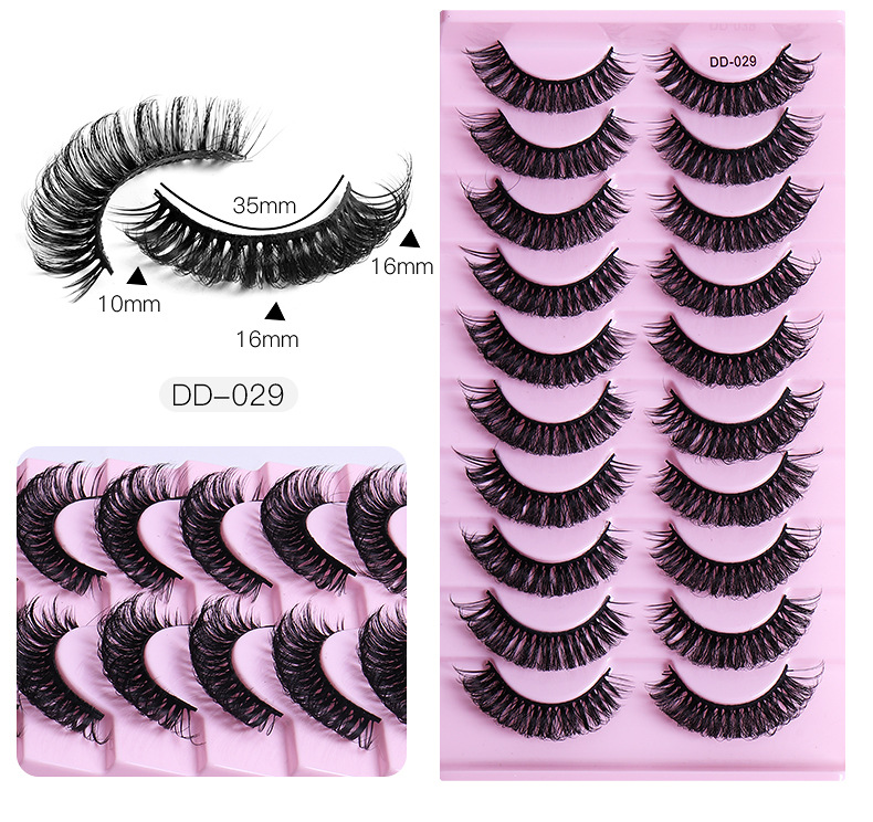 Lash extension set 10 pairs of large curly false eyelashes Natural eyelashes Thick black cotton false eyelashes_voghion.com