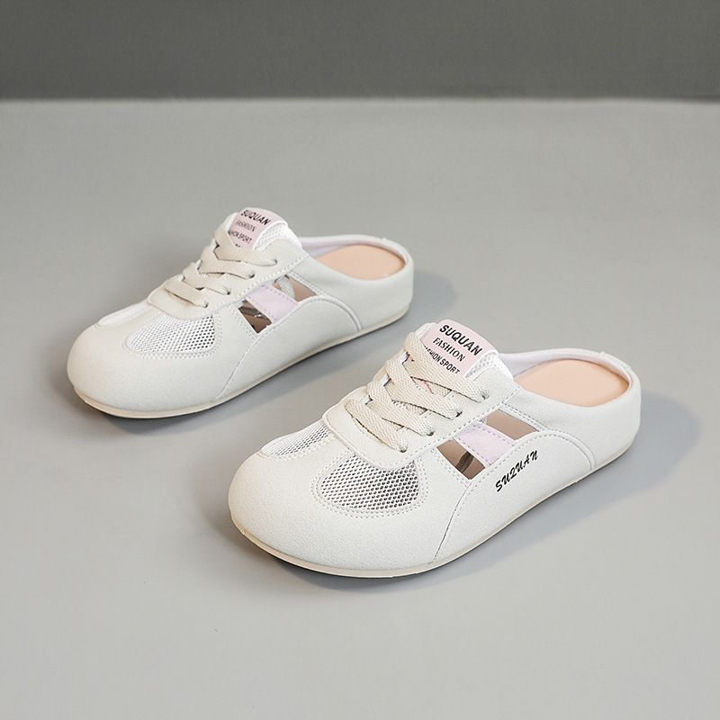 K3907 Ciabatte a punta chiusa da donna, stile di alta qualità, nuove pantofole piatte in rete singola del 2025_voghion.com