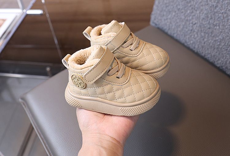 Autumn Winter High-top Boys And Girls Baby Soft Sole Non-slip Walking 1-3 Years Old Fleece-lined Thickened Warm Cotton_voghion.com