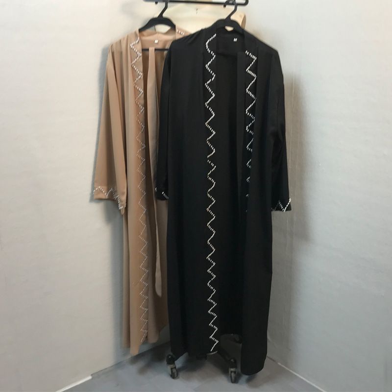 Moud Elegant Pure Color Perled Spitze Cardigan Robe Ethnic Style_voghion.com